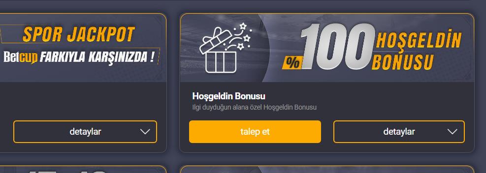 Betcup Casino Hoş Geldin Bonusu